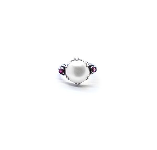 Pearl crown ring with amethysts set in sterling silver bn247