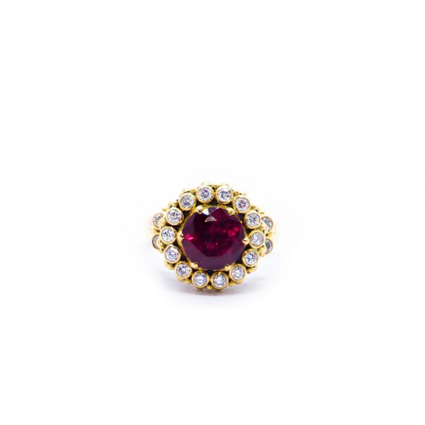 Rubellite Tourmaline Chalice ring with Diamonds set in Gold  s745 - Image 2