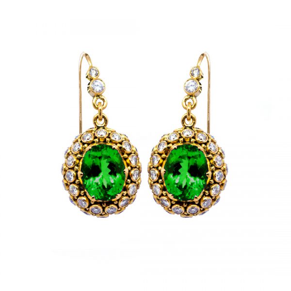 SOLD Emerald Princess earrings with Diamond set in Gold sold sb10 - Image 2
