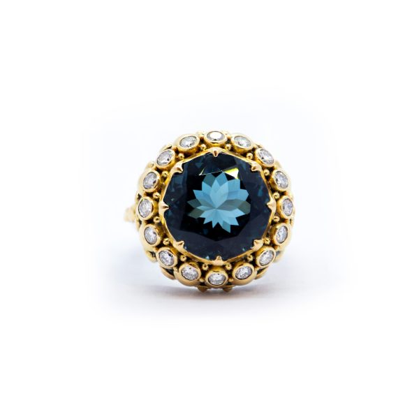 Blue Topaz Boudoir ring with diamonds SOLD - BN251 - Image 2