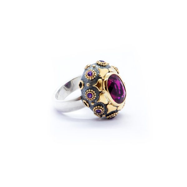 Pink Tourmaline and Amethyst Lotus ring -SB45 - Image 2