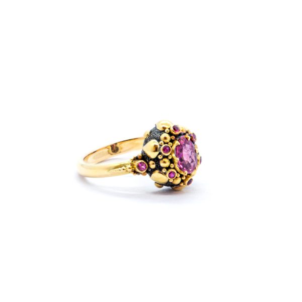 Pink Tourmaline Seaflower ring with Rubies - SU105 - Image 2