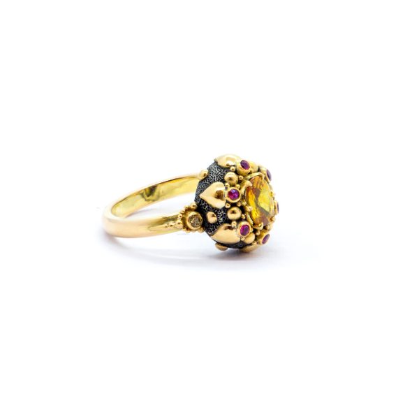 Yellow Sapphire Seaflower ring with Rubies -SU108 - Image 2