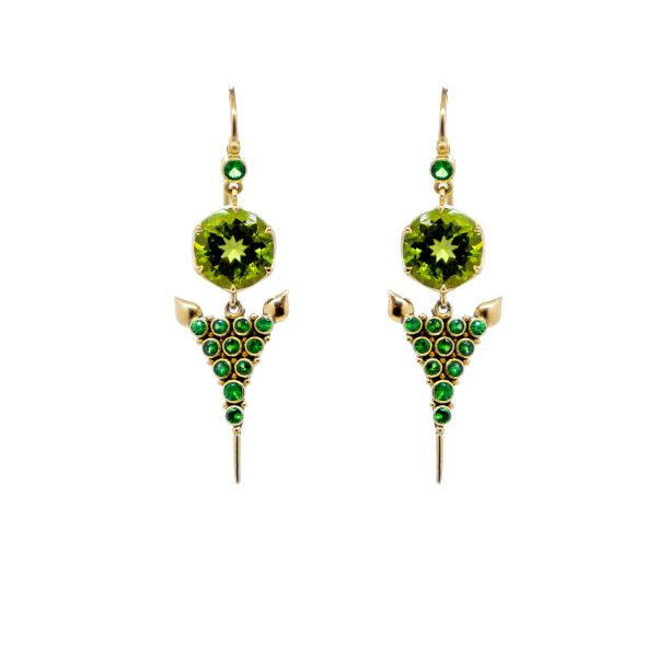 Peridot Agni earrings with Green Garnet set in 22ct gold  -BN244