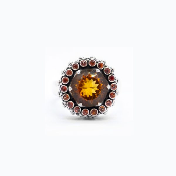 Citrine Chalice ring with orange sapphires, Sterling Silver SOLD -Bn173 - Image 2