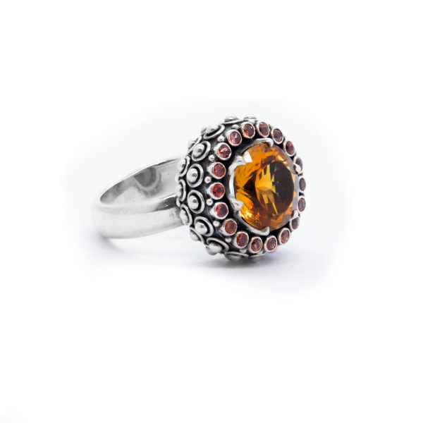 Citrine Chalice ring with orange sapphires, Sterling Silver SOLD -Bn173