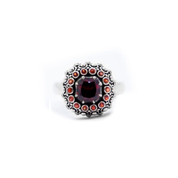 Garnet mystic ring with orange sapphires, sterling silver-Bn87 - Image 2