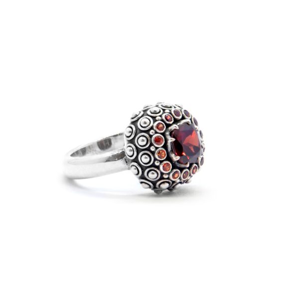 Garnet mystic ring with orange sapphires, sterling silver-Bn87